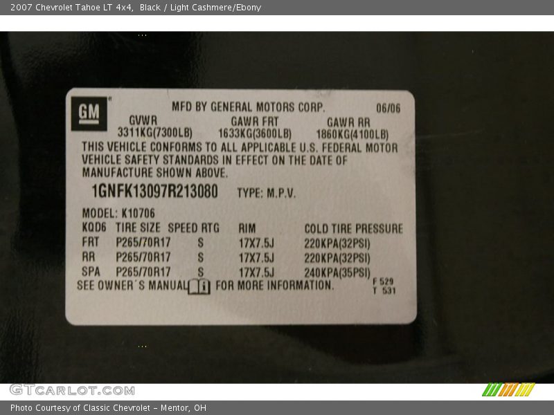 Black / Light Cashmere/Ebony 2007 Chevrolet Tahoe LT 4x4
