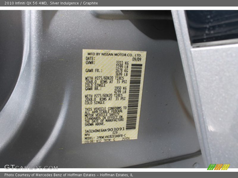 Silver Indulgence / Graphite 2010 Infiniti QX 56 4WD