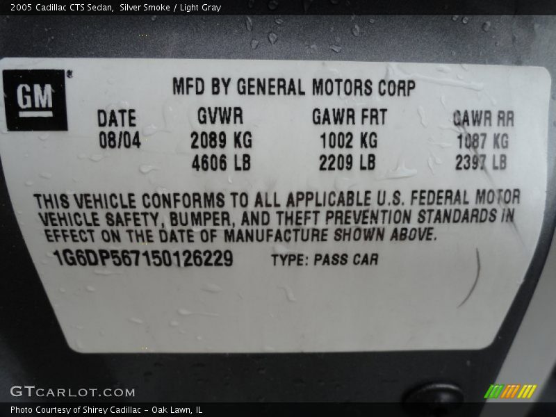 Silver Smoke / Light Gray 2005 Cadillac CTS Sedan