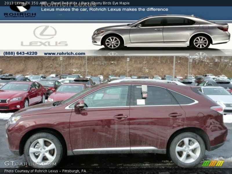 Claret Red Mica / Black/Ebony Birds Eye Maple 2013 Lexus RX 350 AWD
