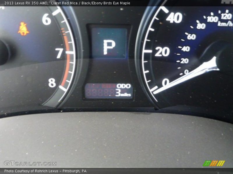 Claret Red Mica / Black/Ebony Birds Eye Maple 2013 Lexus RX 350 AWD