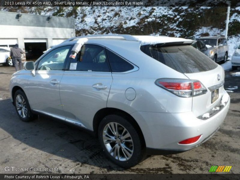 Silver Lining Metallic / Black/Ebony Birds Eye Maple 2013 Lexus RX 450h AWD