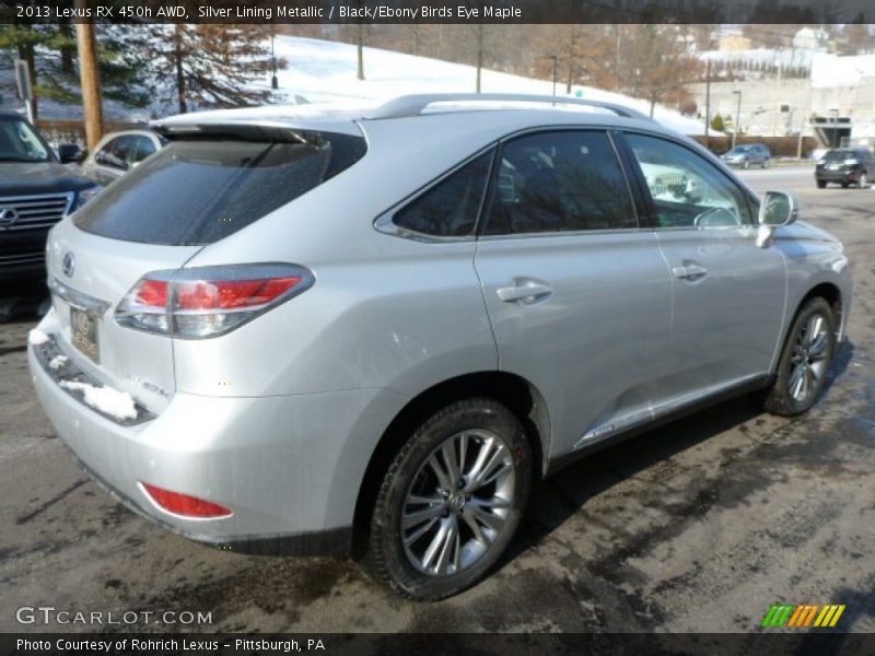 Silver Lining Metallic / Black/Ebony Birds Eye Maple 2013 Lexus RX 450h AWD