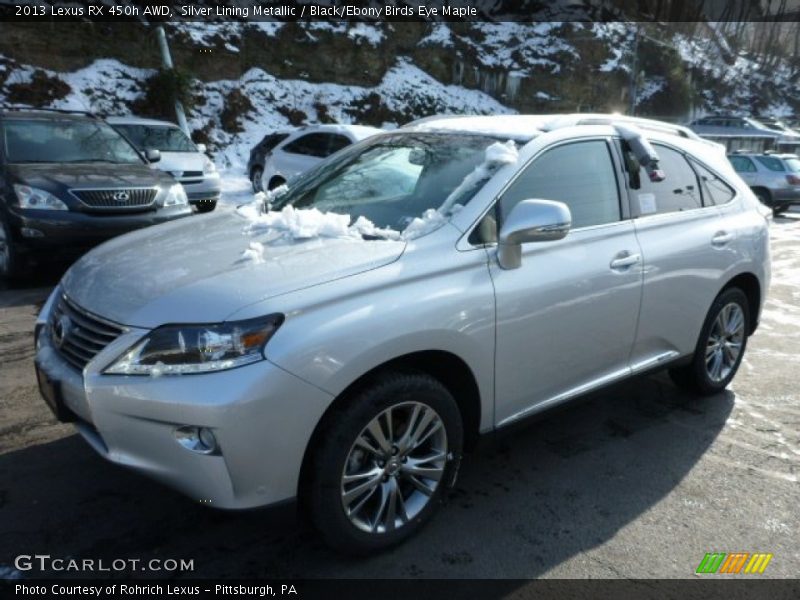 Silver Lining Metallic / Black/Ebony Birds Eye Maple 2013 Lexus RX 450h AWD