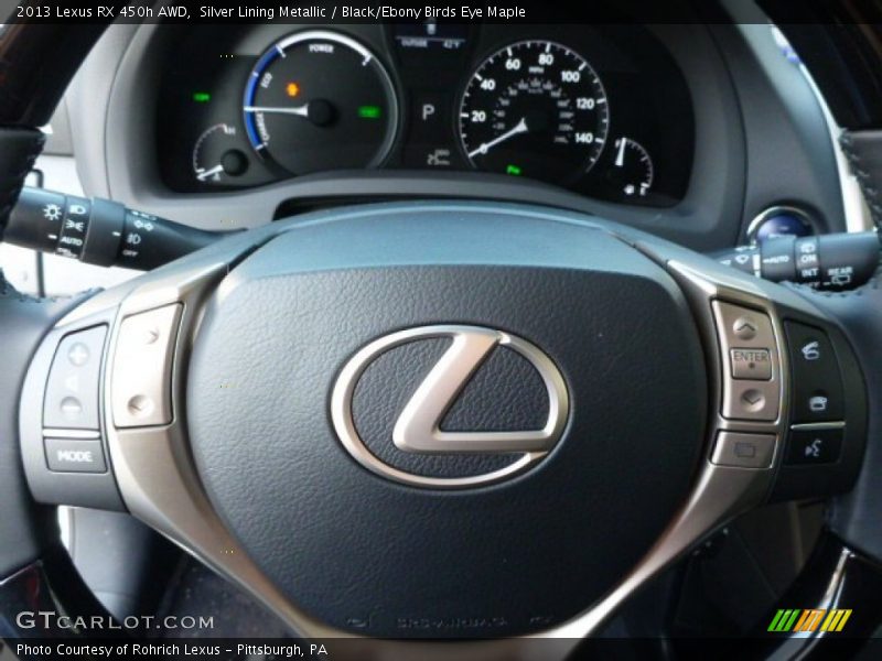 Silver Lining Metallic / Black/Ebony Birds Eye Maple 2013 Lexus RX 450h AWD