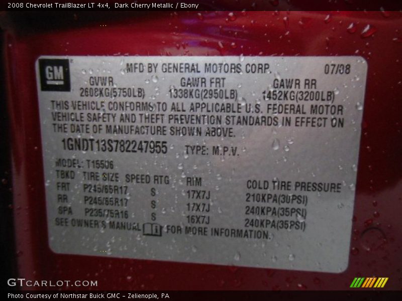 Dark Cherry Metallic / Ebony 2008 Chevrolet TrailBlazer LT 4x4