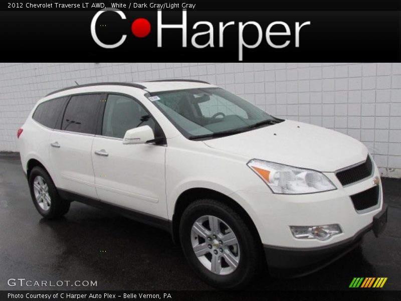 White / Dark Gray/Light Gray 2012 Chevrolet Traverse LT AWD