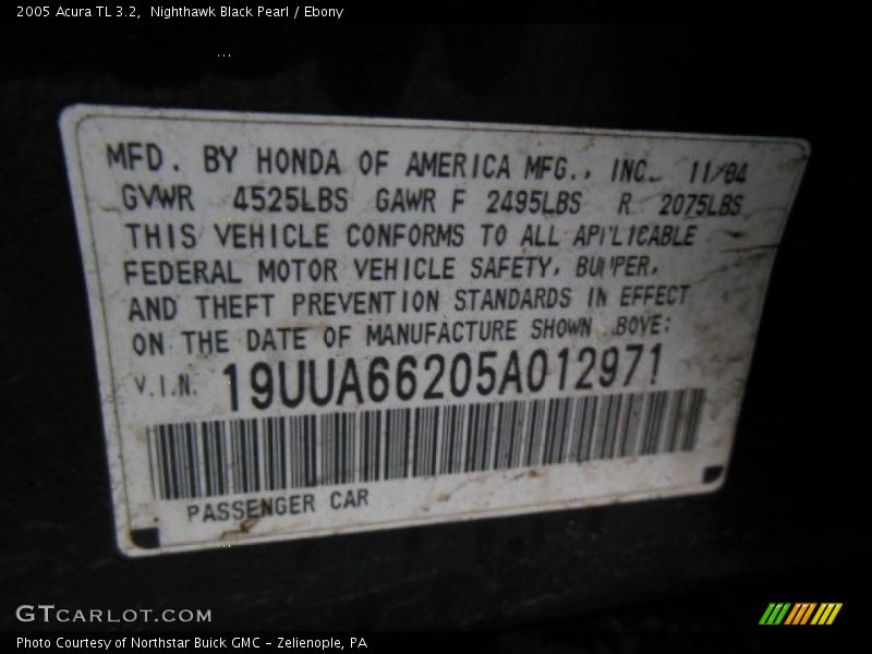Nighthawk Black Pearl / Ebony 2005 Acura TL 3.2