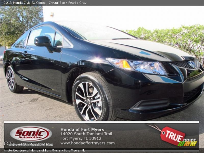 Crystal Black Pearl / Gray 2013 Honda Civic EX Coupe