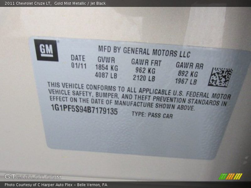 Gold Mist Metallic / Jet Black 2011 Chevrolet Cruze LT