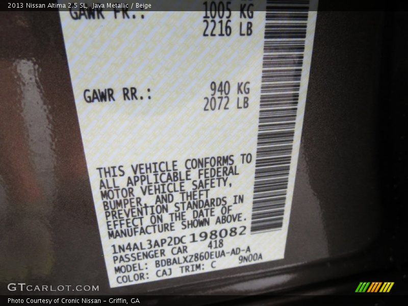 Java Metallic / Beige 2013 Nissan Altima 2.5 SL