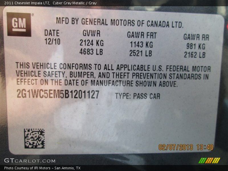 Cyber Gray Metallic / Gray 2011 Chevrolet Impala LTZ