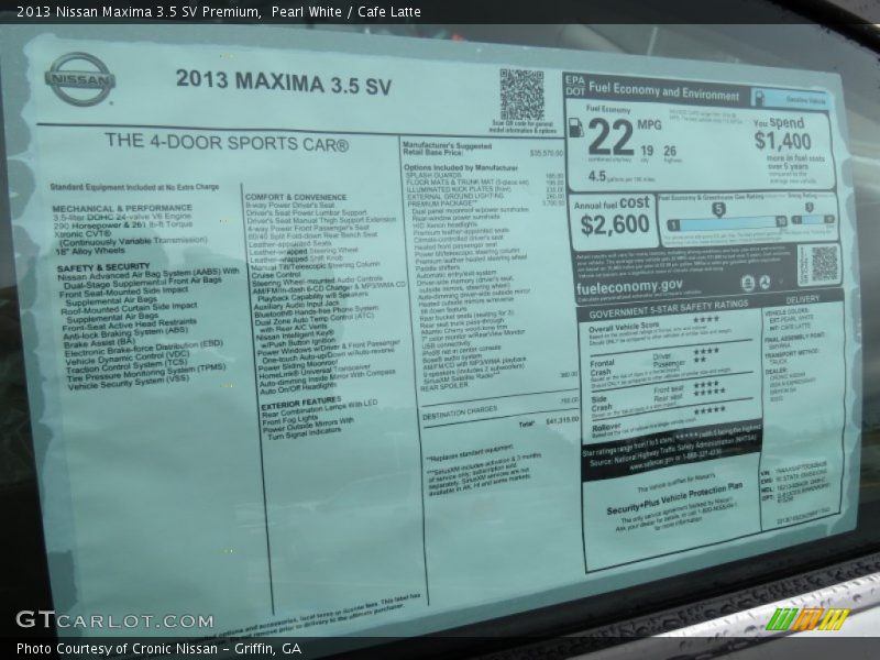 Pearl White / Cafe Latte 2013 Nissan Maxima 3.5 SV Premium