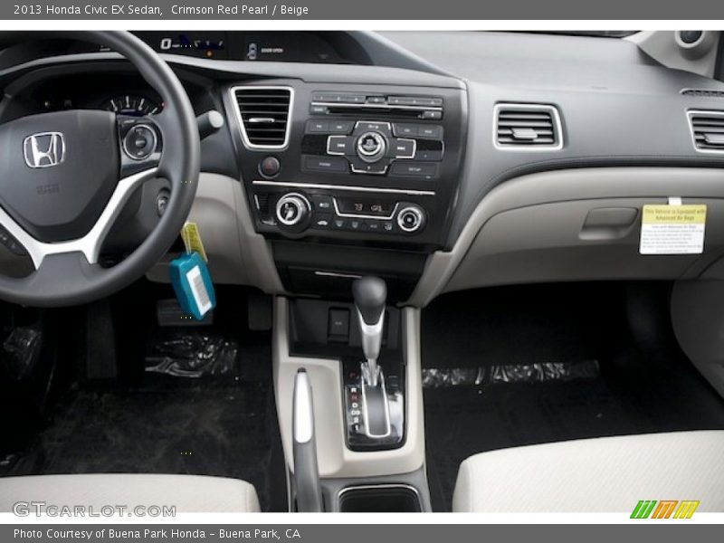 Crimson Red Pearl / Beige 2013 Honda Civic EX Sedan