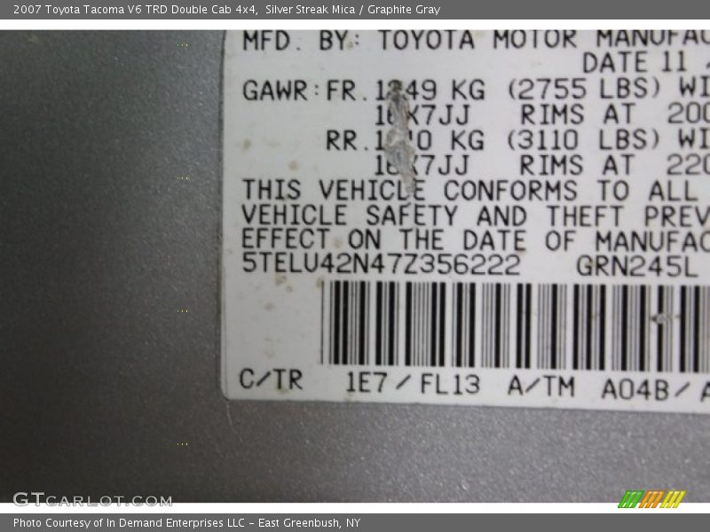 1E7 - 2007 Toyota Tacoma V6 TRD Double Cab 4x4