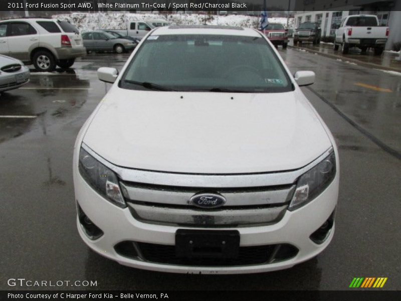 White Platinum Tri-Coat / Sport Red/Charcoal Black 2011 Ford Fusion Sport AWD