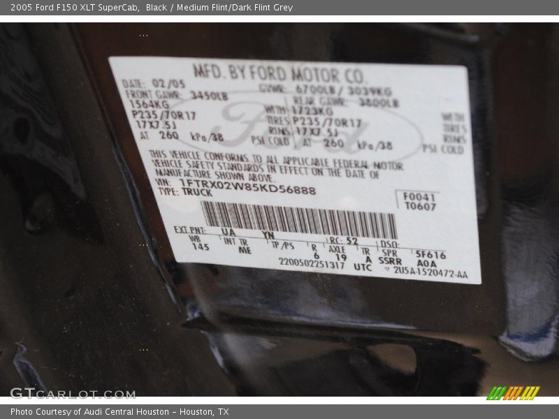 Black / Medium Flint/Dark Flint Grey 2005 Ford F150 XLT SuperCab