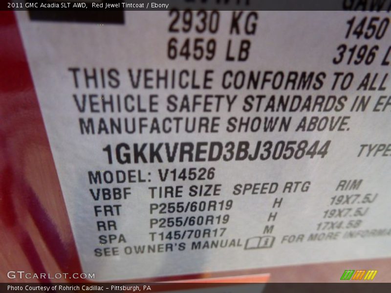 Red Jewel Tintcoat / Ebony 2011 GMC Acadia SLT AWD