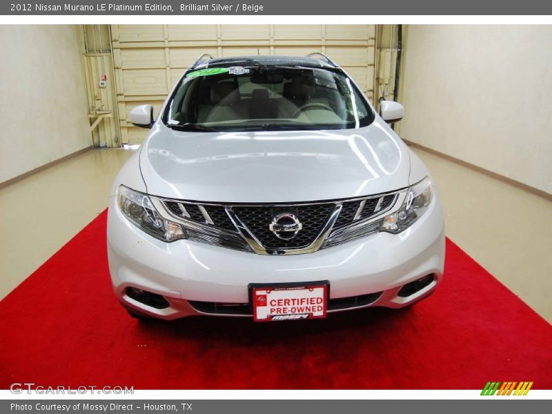 Brilliant Silver / Beige 2012 Nissan Murano LE Platinum Edition