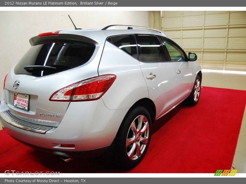 Brilliant Silver / Beige 2012 Nissan Murano LE Platinum Edition