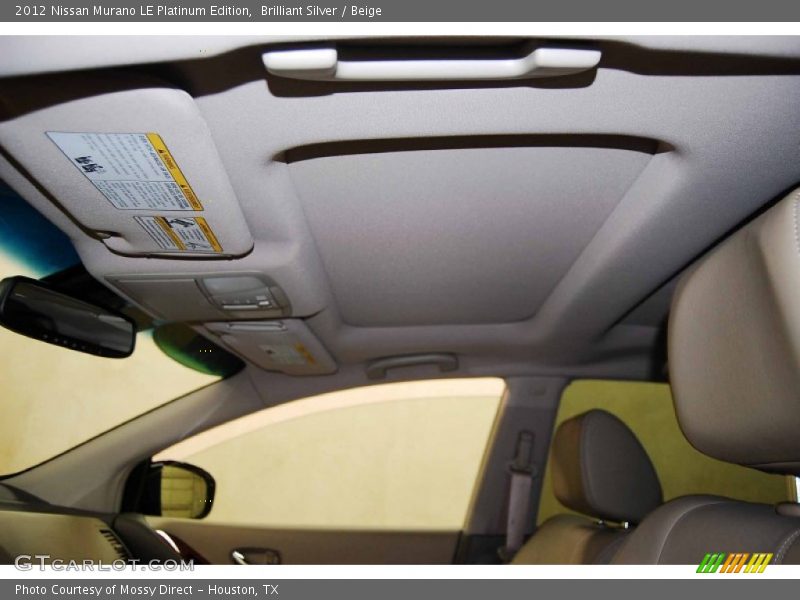 Brilliant Silver / Beige 2012 Nissan Murano LE Platinum Edition