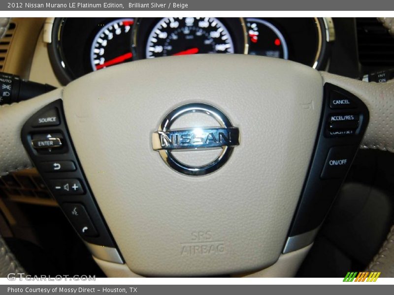 Brilliant Silver / Beige 2012 Nissan Murano LE Platinum Edition