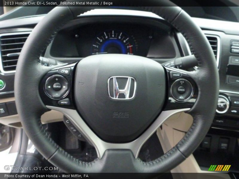 Polished Metal Metallic / Beige 2013 Honda Civic EX-L Sedan