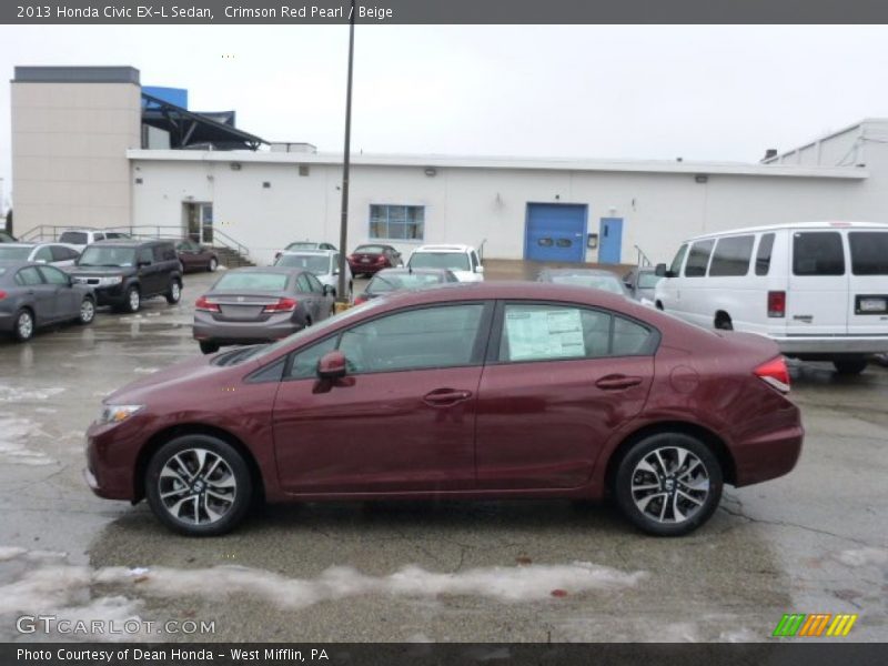 Crimson Red Pearl / Beige 2013 Honda Civic EX-L Sedan