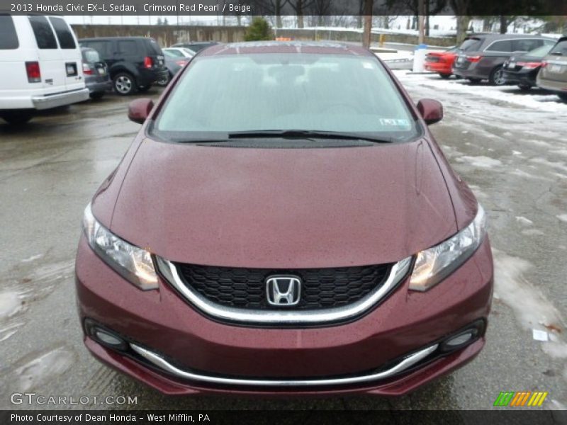 Crimson Red Pearl / Beige 2013 Honda Civic EX-L Sedan