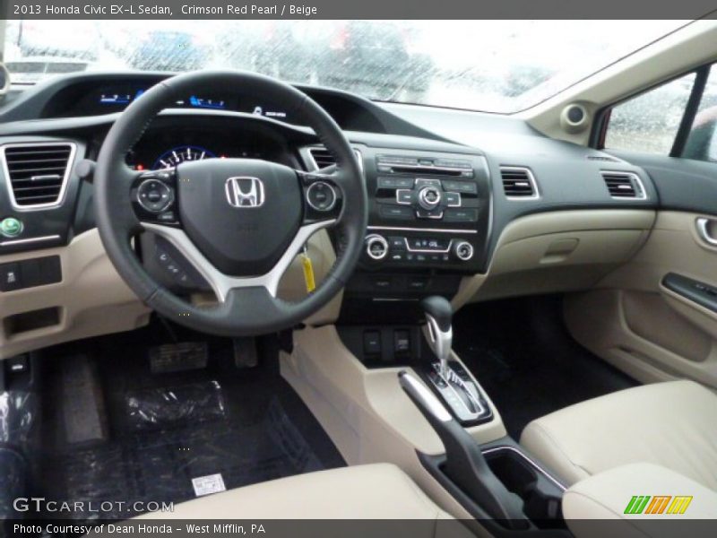 Crimson Red Pearl / Beige 2013 Honda Civic EX-L Sedan