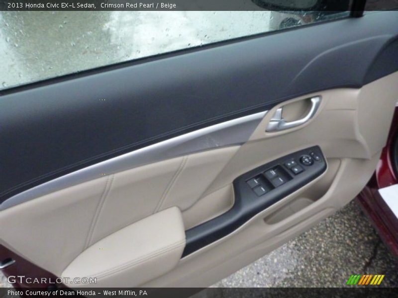 Crimson Red Pearl / Beige 2013 Honda Civic EX-L Sedan