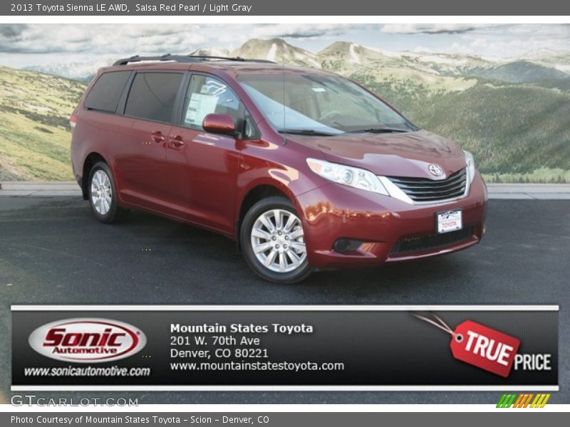 Salsa Red Pearl / Light Gray 2013 Toyota Sienna LE AWD