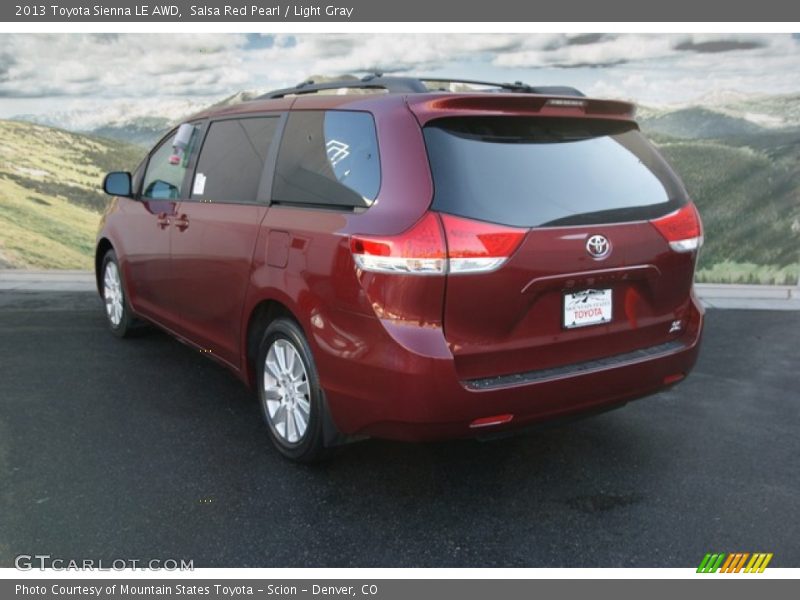 Salsa Red Pearl / Light Gray 2013 Toyota Sienna LE AWD