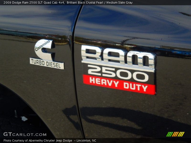 Brilliant Black Crystal Pearl / Medium Slate Gray 2009 Dodge Ram 2500 SLT Quad Cab 4x4