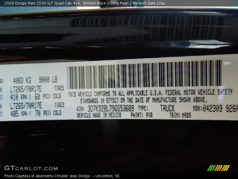 Brilliant Black Crystal Pearl / Medium Slate Gray 2009 Dodge Ram 2500 SLT Quad Cab 4x4