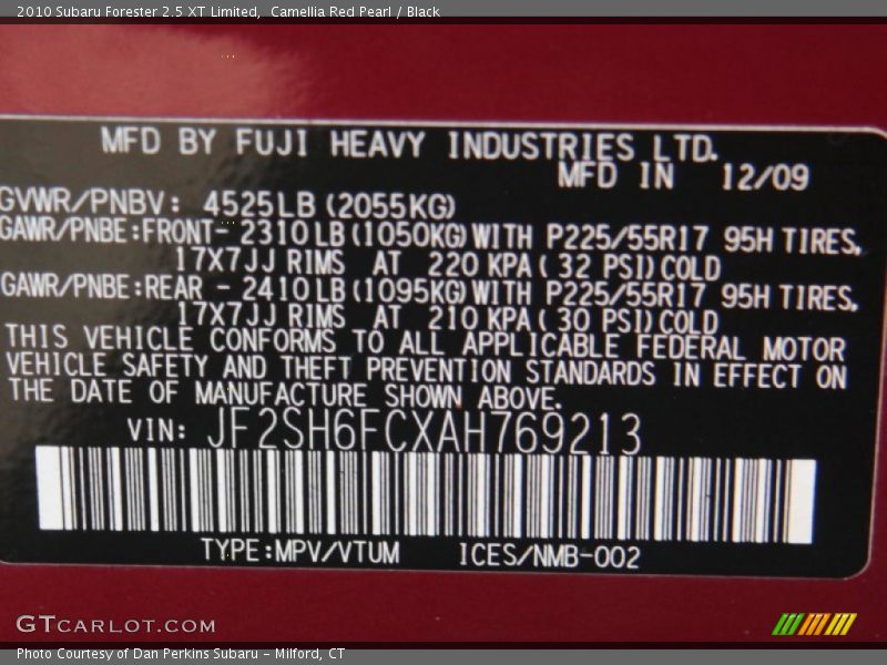 Camellia Red Pearl / Black 2010 Subaru Forester 2.5 XT Limited