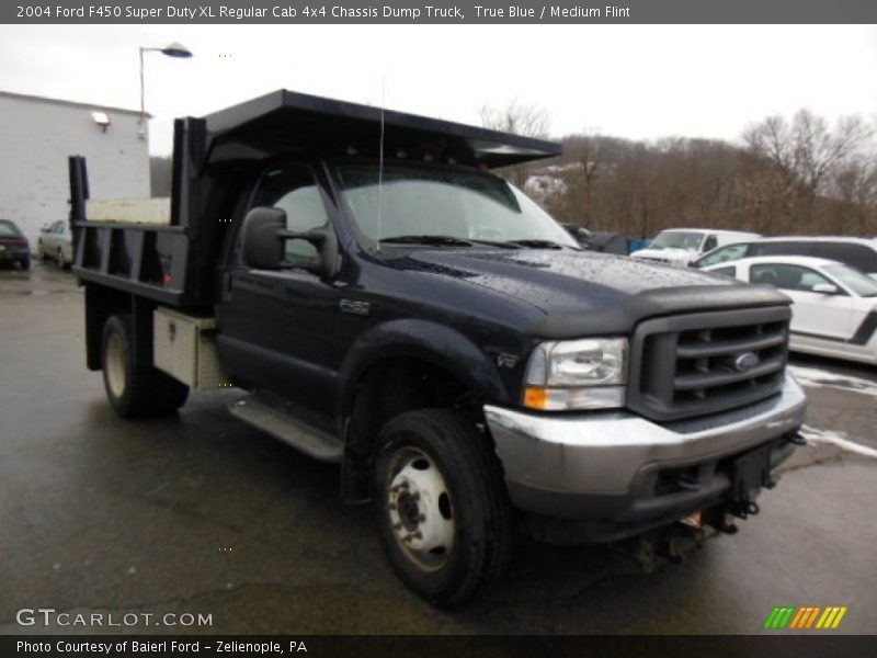 True Blue / Medium Flint 2004 Ford F450 Super Duty XL Regular Cab 4x4 Chassis Dump Truck