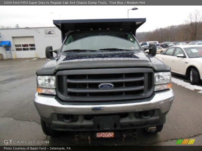 True Blue / Medium Flint 2004 Ford F450 Super Duty XL Regular Cab 4x4 Chassis Dump Truck
