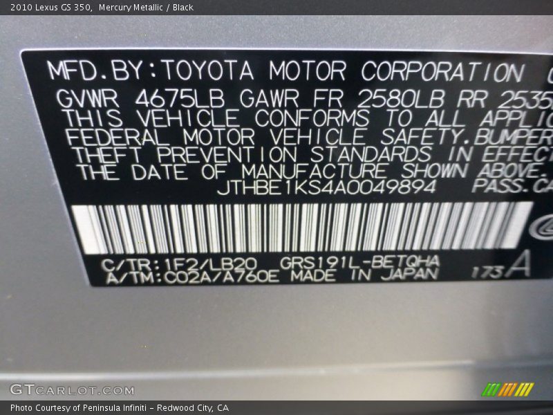 1F2 - 2010 Lexus GS 350