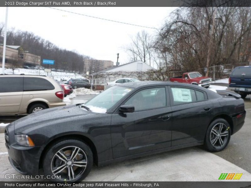 Pitch Black / Black/Red 2013 Dodge Charger SXT Plus AWD