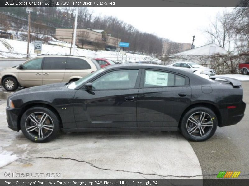 Pitch Black / Black/Red 2013 Dodge Charger SXT Plus AWD