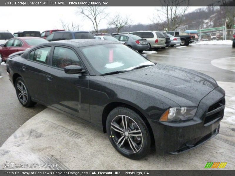 Pitch Black / Black/Red 2013 Dodge Charger SXT Plus AWD