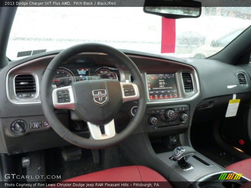 Pitch Black / Black/Red 2013 Dodge Charger SXT Plus AWD