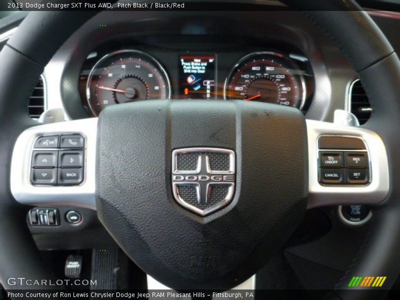 Pitch Black / Black/Red 2013 Dodge Charger SXT Plus AWD