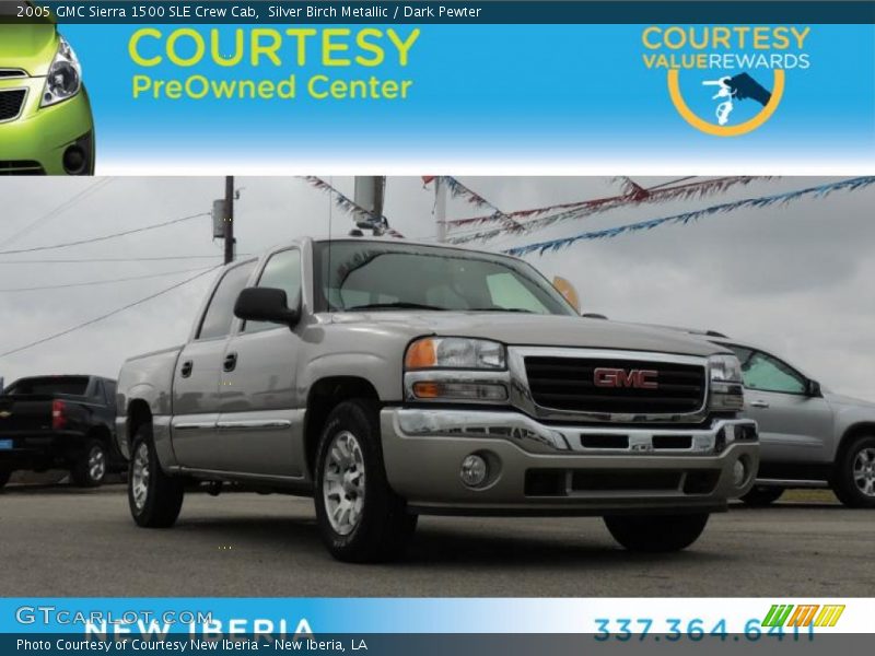 Silver Birch Metallic / Dark Pewter 2005 GMC Sierra 1500 SLE Crew Cab