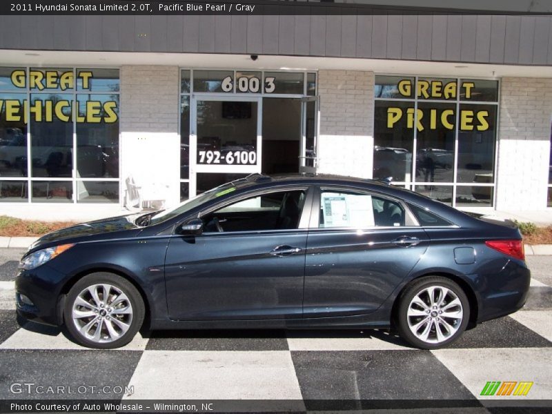 Pacific Blue Pearl / Gray 2011 Hyundai Sonata Limited 2.0T