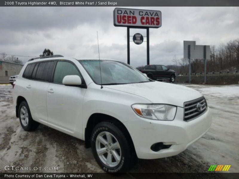 Blizzard White Pearl / Sand Beige 2008 Toyota Highlander 4WD