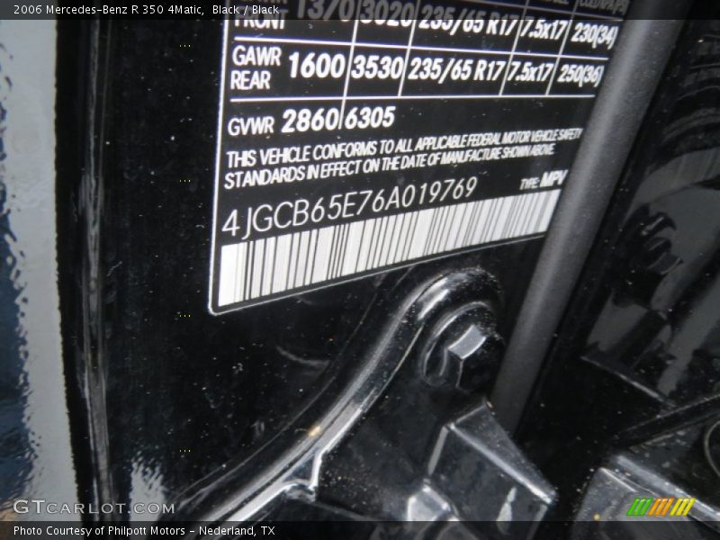 Black / Black 2006 Mercedes-Benz R 350 4Matic