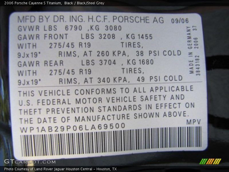 Black / Black/Steel Grey 2006 Porsche Cayenne S Titanium