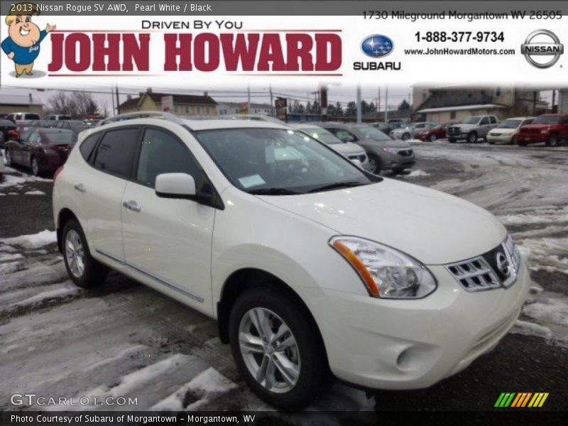 Pearl White / Black 2013 Nissan Rogue SV AWD